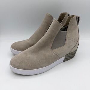 Sorel Out 'N About Slip-On Wedge grey suede shoes